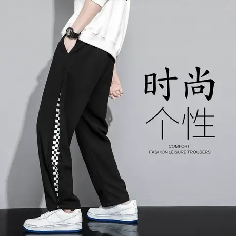 春秋季新款运动卫裤男潮牌垂感流行直筒型宽松百搭男士休闲长裤子商品大图