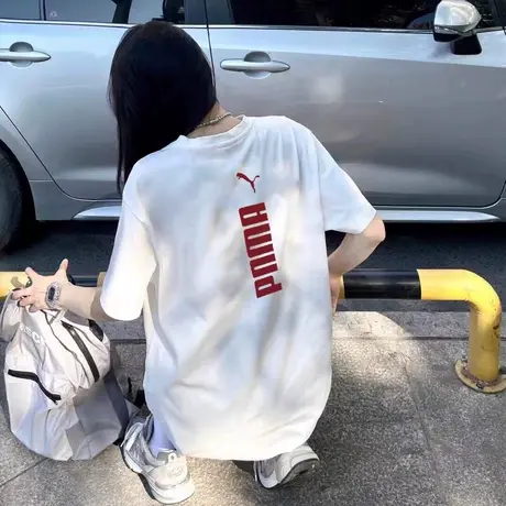 官方正品奥特莱斯夏季纯棉运动短袖宽松情侣装T恤男女同款上衣潮图片