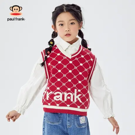 大嘴猴童装儿童毛衣背心2024春秋款新品男女童针织上衣中大童马甲商品大图