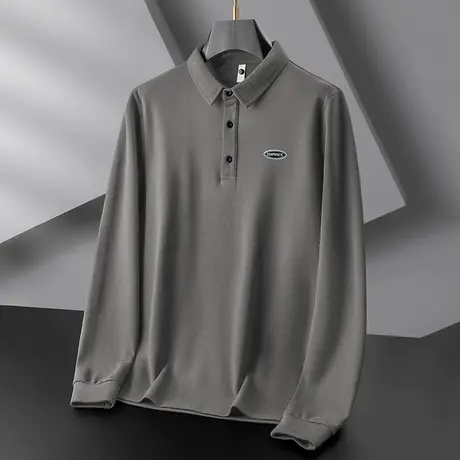 珠地棉polo衫男士长袖2023新款翻领t恤带领打底衫保罗有领秋衣服商品大图