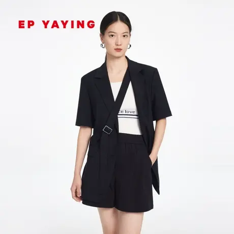 EP YAYING雅莹女装 羊毛廓形通勤短袖西装外套 2023新款1160A商品大图