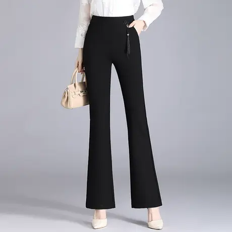 高腰黑色微喇裤女2023秋季新款修身弹力显瘦长裤子时尚百搭鱼尾裤图片