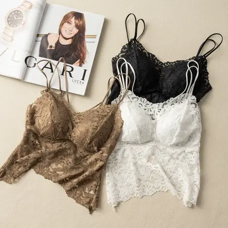 固定杯蕾丝美背吊带女外穿性感百搭内衣商品大图