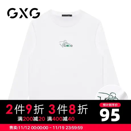 【新品】GXG【100%棉】23秋季新品卡通人物印花简约打底长袖t恤图片