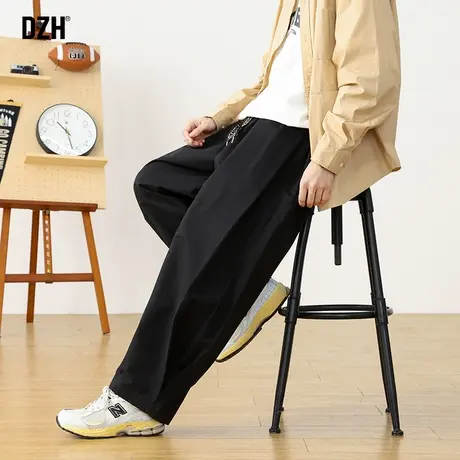 男士黑色裤子男纯棉直筒男裤春秋款2023新款阔腿宽松休闲长裤百搭商品大图