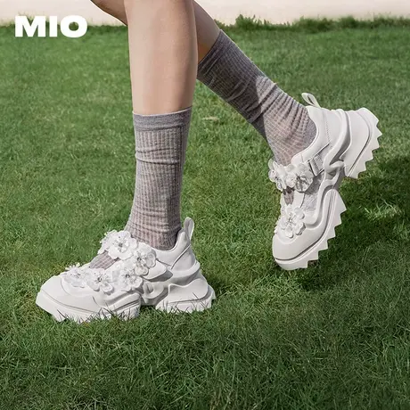 MIO米奥2024年秋休闲鞋花朵运动鞋厚底婚鞋老爹鞋女商品大图
