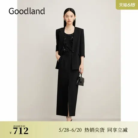 【醋酸系列】Goodland美地夏季一粒扣气质休闲西装外套图片
