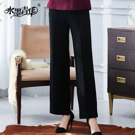 【2件7.5折】秋新款女装裤子时尚百搭修身毛呢长裤女西装裤图片
