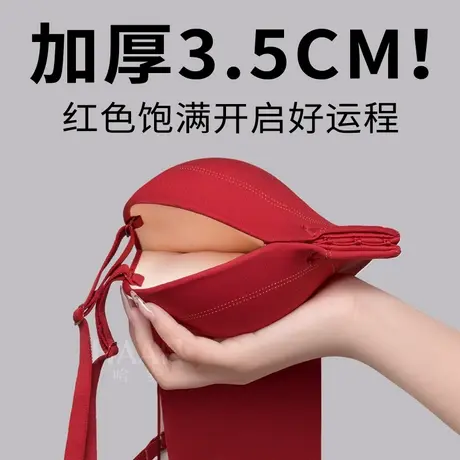 本命年大红色好运内衣女聚拢小胸秋冬2025蛇年套装女结婚新娘文胸商品大图