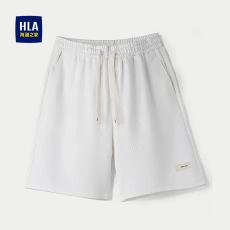 HLA/海澜之家抽绳系带休闲中裤2025春夏新针织提花宽松五分短裤男商品大图