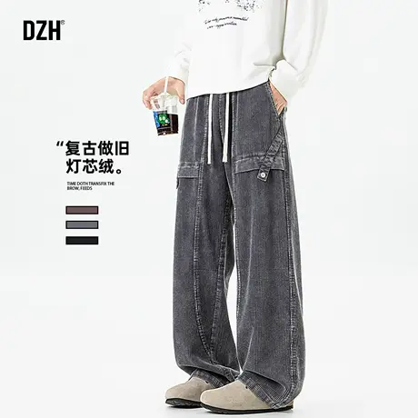 男士复古灯芯绒裤子男款秋冬直筒宽松2025新款休闲弯刀裤潮牌长裤商品大图