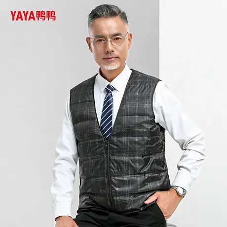 YAYA鸭鸭2025秋新款男士羽绒服内恤马甲背心V领时尚简约保暖轻便商品大图