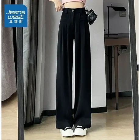 PG真维斯女装2025秋季新款潮流时尚显瘦百搭窄版西装阔腿裤女商品大图