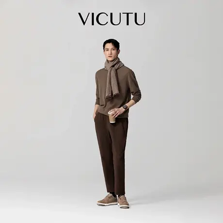 VICUTU威可多男长袖针织衫绵羊毛舒暖亲肤简约日常休闲百搭打底衫图片