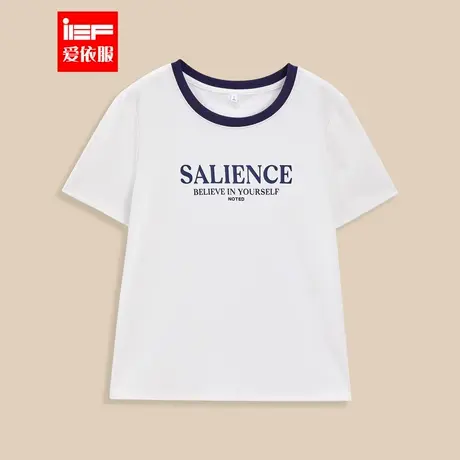 IEF/爱依服【微胖】大码女装2025夏季新款韩版休闲风字母印花T恤商品大图