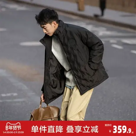唐狮2026秋冬季短款羽绒服男立领轻薄款黑色时尚百搭设计感潮流图片