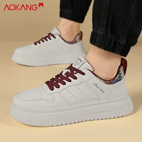 奥康2026春季男鞋休闲鞋百搭小白鞋男款高级厚底板鞋拼色增高鞋男商品大图