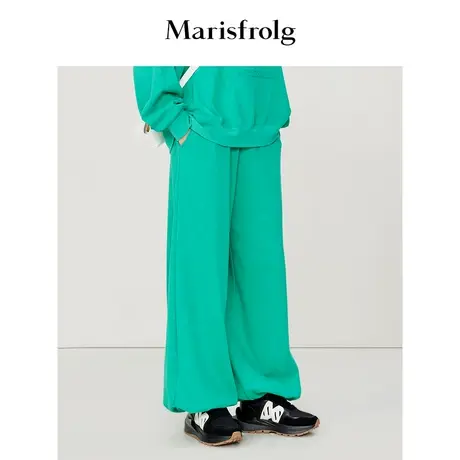 【商场同款】玛丝菲尔冬季新款松石绿纯棉抽绳束脚休闲裤图片