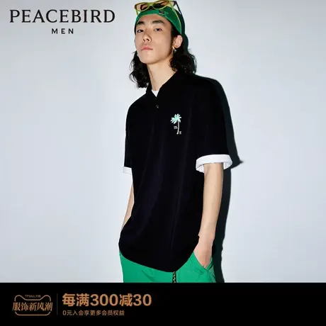 【夏日度假】太平鸟男装 潮流背后大印花短袖Polo衫男B2DBD2414图片