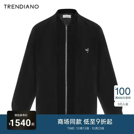 TRENDIANO官方假两件设计肌理感微阔拉链外套男潮2023新款冬季商品大图
