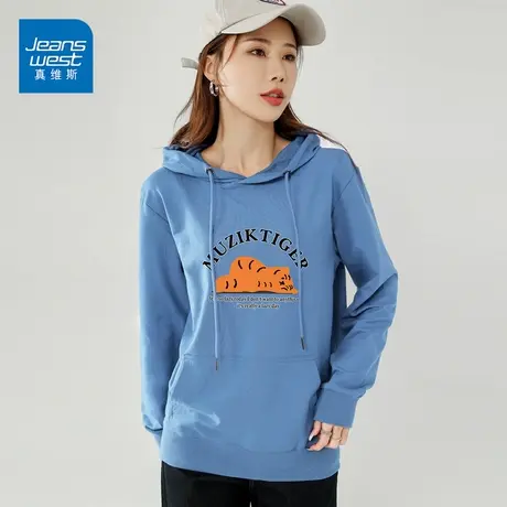 真维斯卫衣女宽松连帽2022新款时尚洋气字母印花上衣女潮ins图片