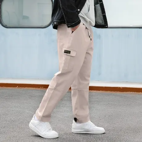 胖哥哥大码工装裤男宽松束脚裤加肥加大伞兵裤胖子春季休闲长裤图片