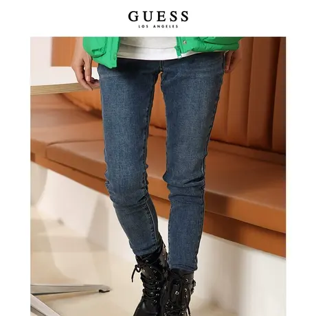 【38上新季】GUESS 小个子水洗磨白舒适极简小脚修身显瘦牛仔裤商品大图
