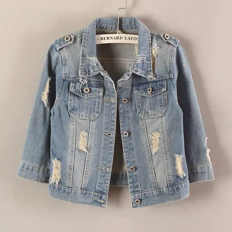 牛仔外套女短款修身韩版潮显瘦百搭七分袖春秋牛仔服上衣肩章中袖商品大图