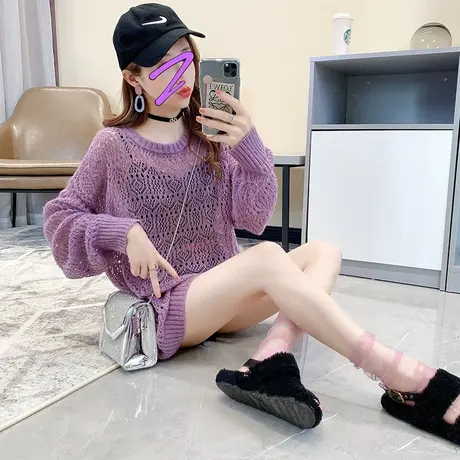 中长款镂空针织防晒衣女薄款宽松慵懒风夏装2023新款空调衫上衣潮商品大图