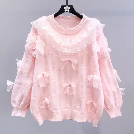 小香风娃娃领蝴蝶结毛衣女秋冬2023新款宽松设计感减龄针织衫上衣商品大图