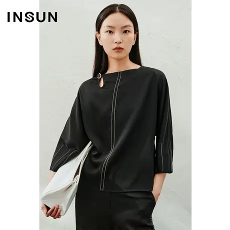 INSUN恩裳线上专选夏季水滴镂空醋酸衬衫商品大图