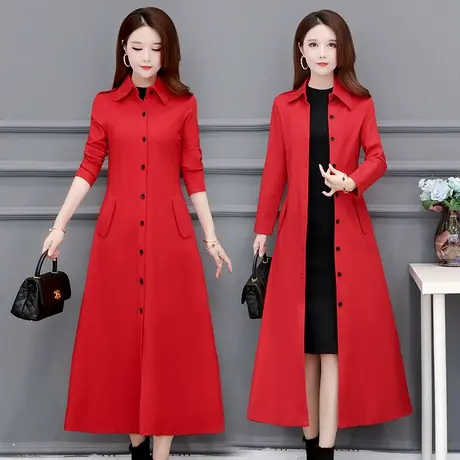 加绒风衣女中长款春秋2022新款妈妈洋气秋装加厚中年女士过膝外套图片