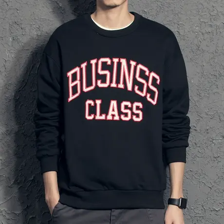 奕飏美式复古字母刺绣圆领卫衣男士 秋季青少年学生长袖潮牌上衣商品大图