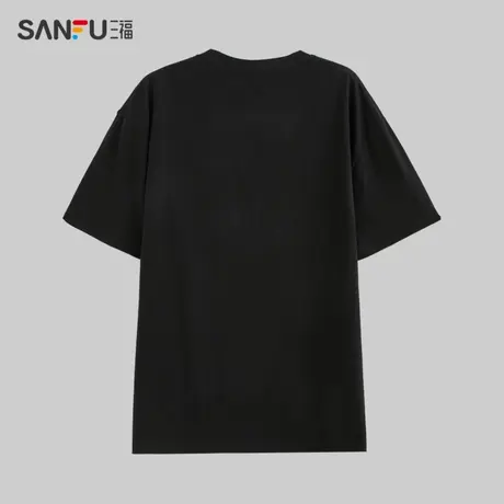 三福直播秒杀男士都市休闲圆领短袖  简约宽松短袖T恤商品大图