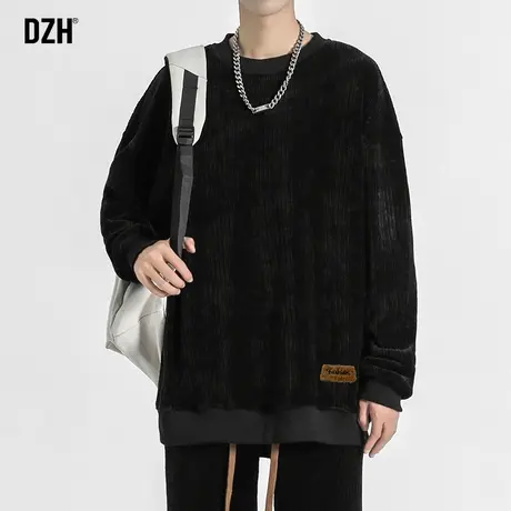 男士圆领黑色卫衣男冬季加绒加厚2023新款爆款男装上衣保暖打底衫图片