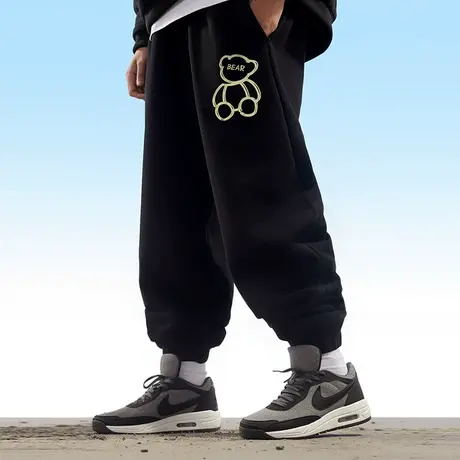 宽松运动卫裤男生跑步休闲裤大码束脚春秋加绒胖子学生裤春夏长裤商品大图