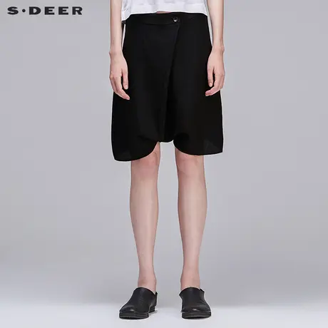 sdeer圣迪奥休闲斜襟纯黑吊裆嘻哈裤S17280726商品大图