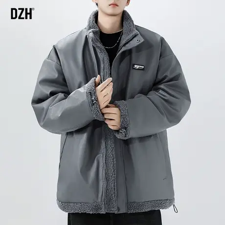 男生仿pu皮棉衣外套男冬季加厚棉服潮牌羊羔绒夹克宽松2023年新款商品大图
