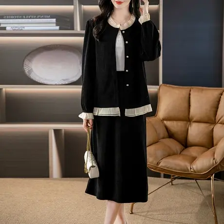 2024年新款胖mm大码女装春季时尚宽松显瘦高腰中长款黑色半身裙女图片