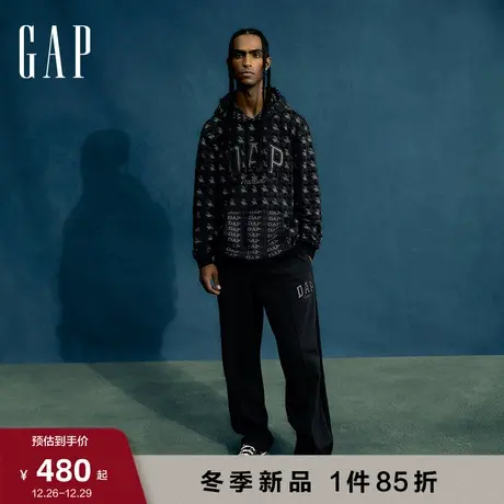 【GAP x DAP联名】男装新款宽松抓绒保暖直筒印花运动卫裤838148图片