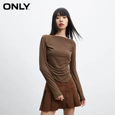 ONLY奥莱夏季辣妹休闲百搭一字领修身长袖T恤女商品大图