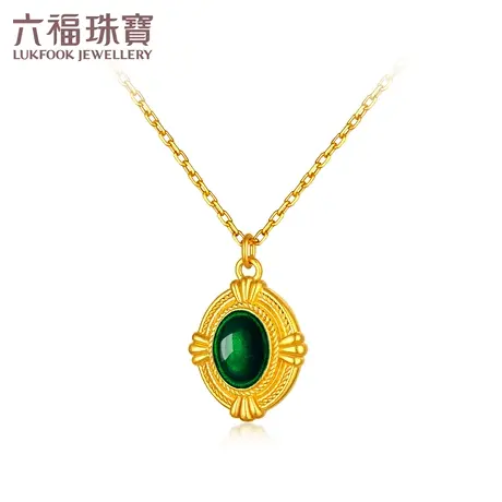 六福珠宝福满传家复古风黄金项链女足金吊坠套链计价A01TBGN0010图片