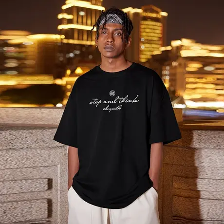 Nuthink加肥加大字母简约t恤男短袖国潮潮牌宽松潮流大码半袖夏季商品大图