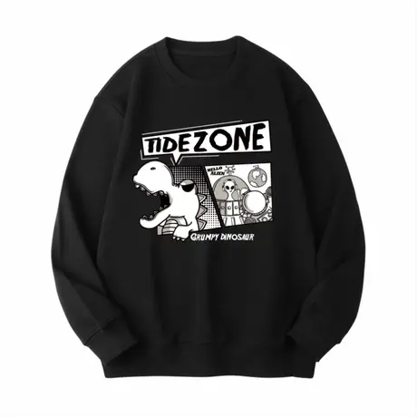 Ohlyah手绘大嘴巴恐龙美式男生重磅纯棉卫衣春秋款青少年宽松外套商品大图