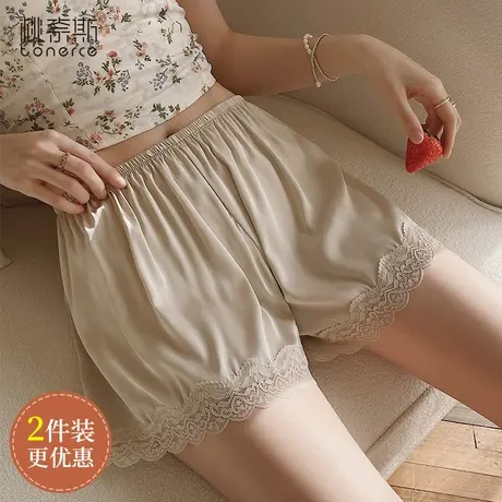 蕾丝安全裤女夏季薄款防走光可外穿宽松保险短裤不卷边黑色打底裤图片