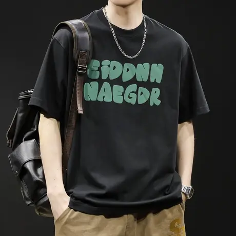 美式印花短袖t恤男士夏季2024新款宽松大码潮牌衣服男装体恤男款商品大图