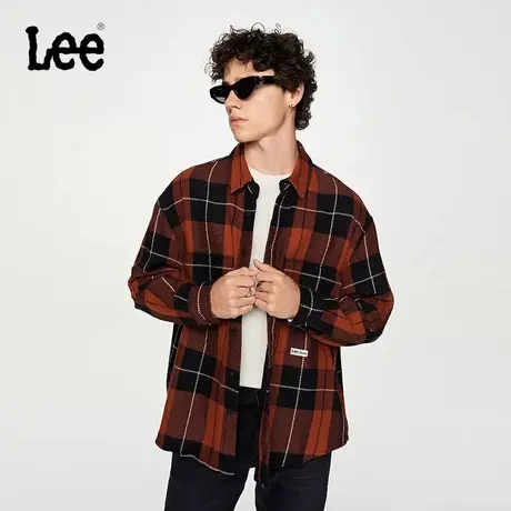 Lee商场同款23秋冬新品舒适版红褐色格纹长袖衬衫男LMT006251201商品大图
