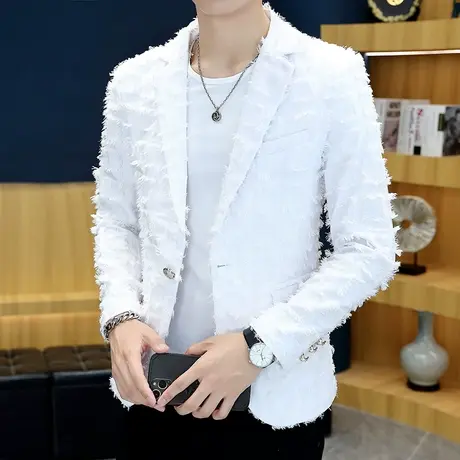 高级感小香风西装外套男秋季发型师韩版潮牌设计感网红痞帅小西装商品大图