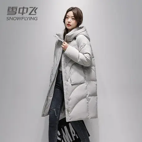 雪中飞羽绒服女2023新款冬季连帽长款加厚保暖时尚宽松休闲外套商品大图