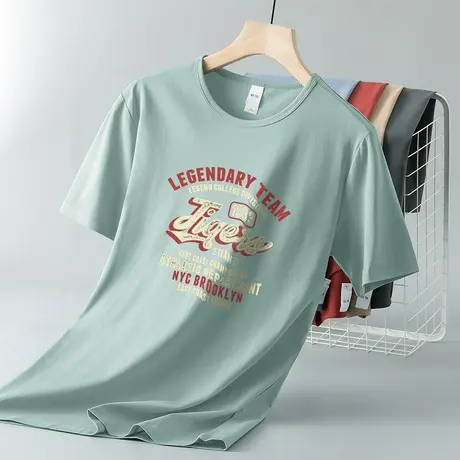 莫代尔短袖t恤男装夏季半袖潮牌印花圆领上衣服冰丝凉感速干体恤商品大图